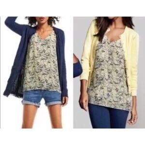 Cabi Scatter Print Floral Yellow Cami Tank Top V-Neck Small